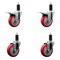 Service Caster 4'' Red Poly Swivel 1-1/4'' Expanding Stem Caster Set 2 Total Lock Brakes, 4PK SCC-EXTTL20S414-PPUB-RED-2-S-2-114 - alternate 1